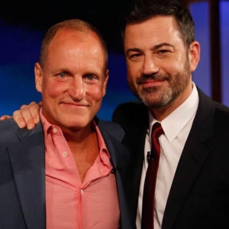 Woody Harrelson with the American television host Jimmy Kimmel.